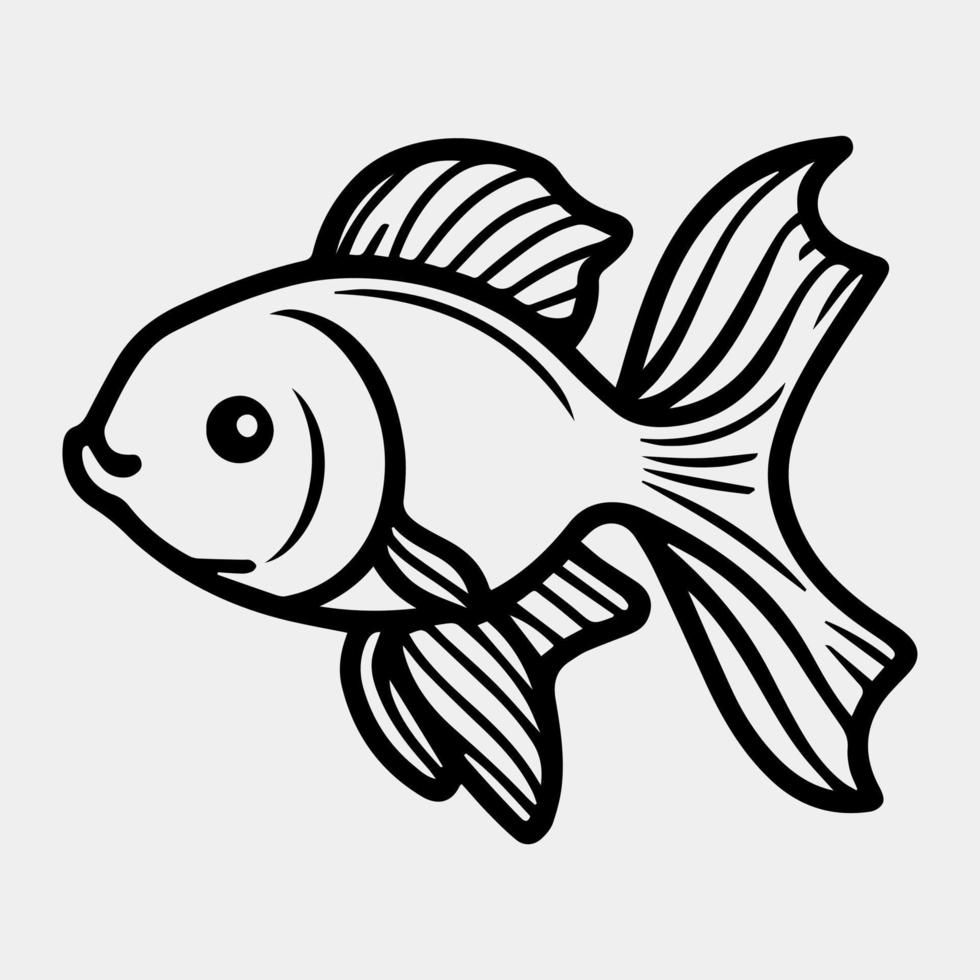 noir et blanc vecteur illustration de d'or poisson