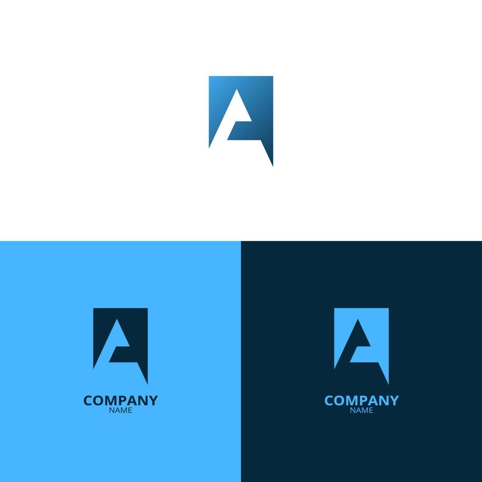 une Facile et élégant lettre une logo, dans une magnifique lumière bleu et foncé bleu pente couleur. adapté pour renforcement votre affaires identité vecteur