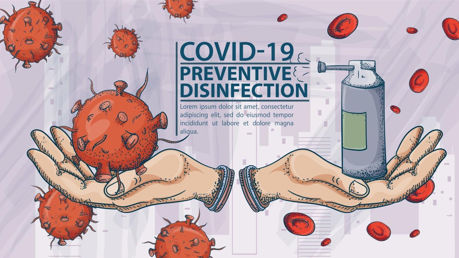 bannière de désinfection préventive covid-19 vecteur