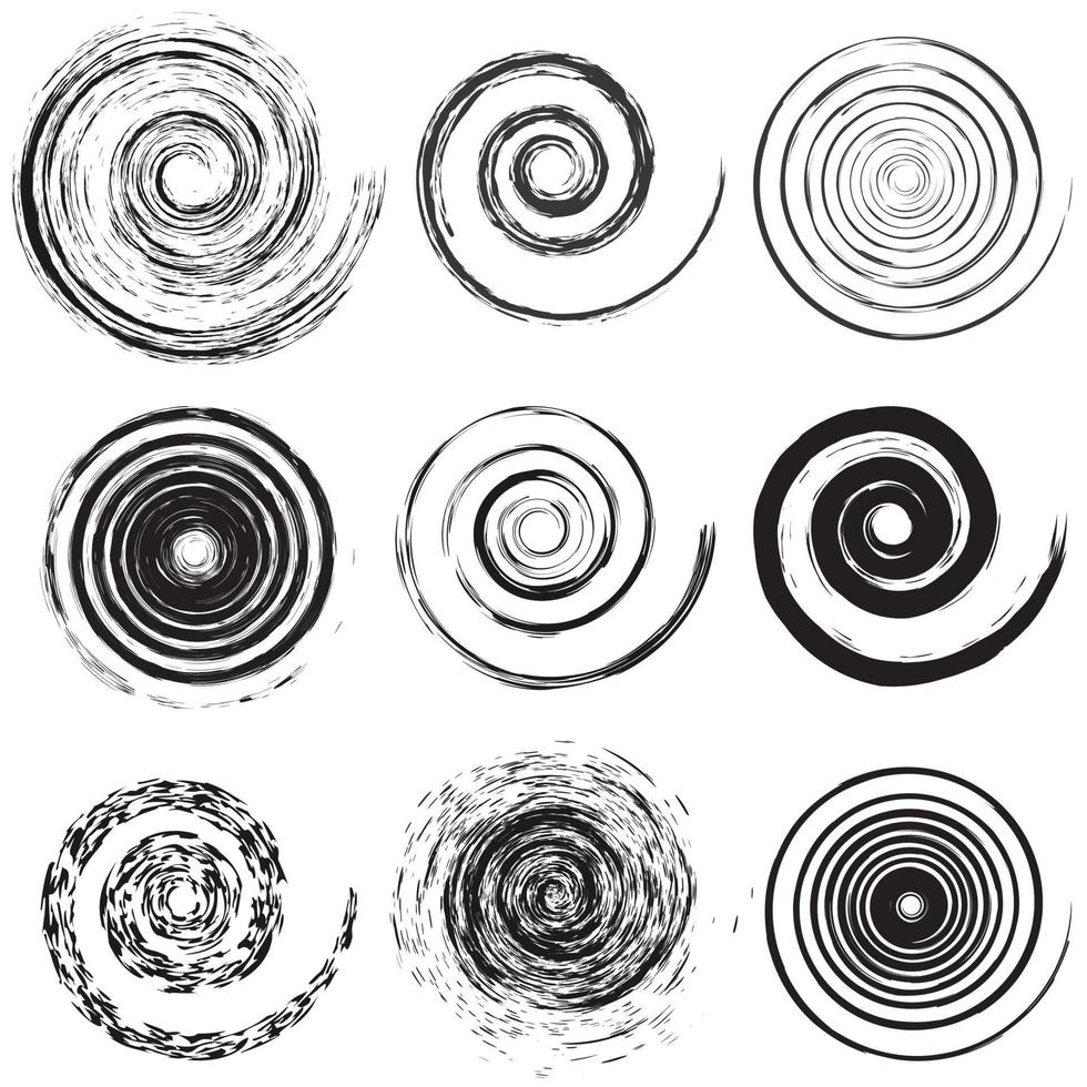 ensemble de spirale et tourbillon dessiné à la main mouvement éléments vecteur