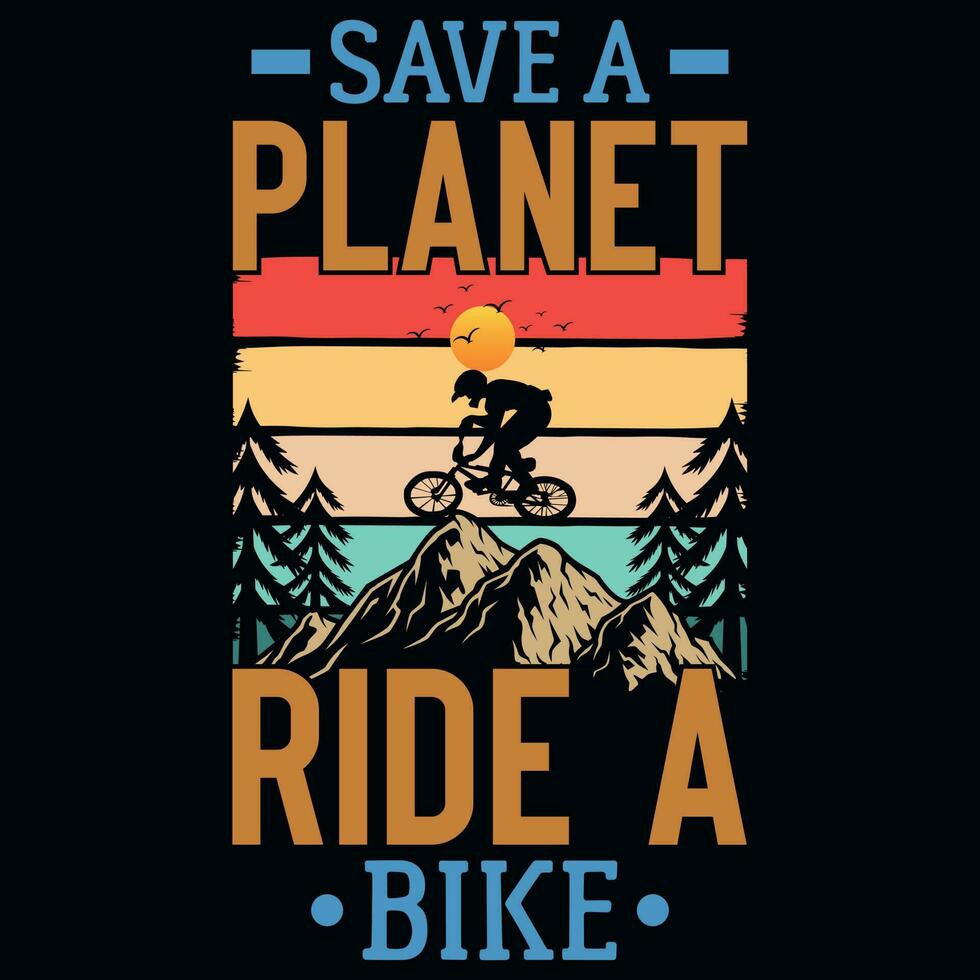 Montagne Cyclisme vélo équitation aventures T-shirt conception vecteur