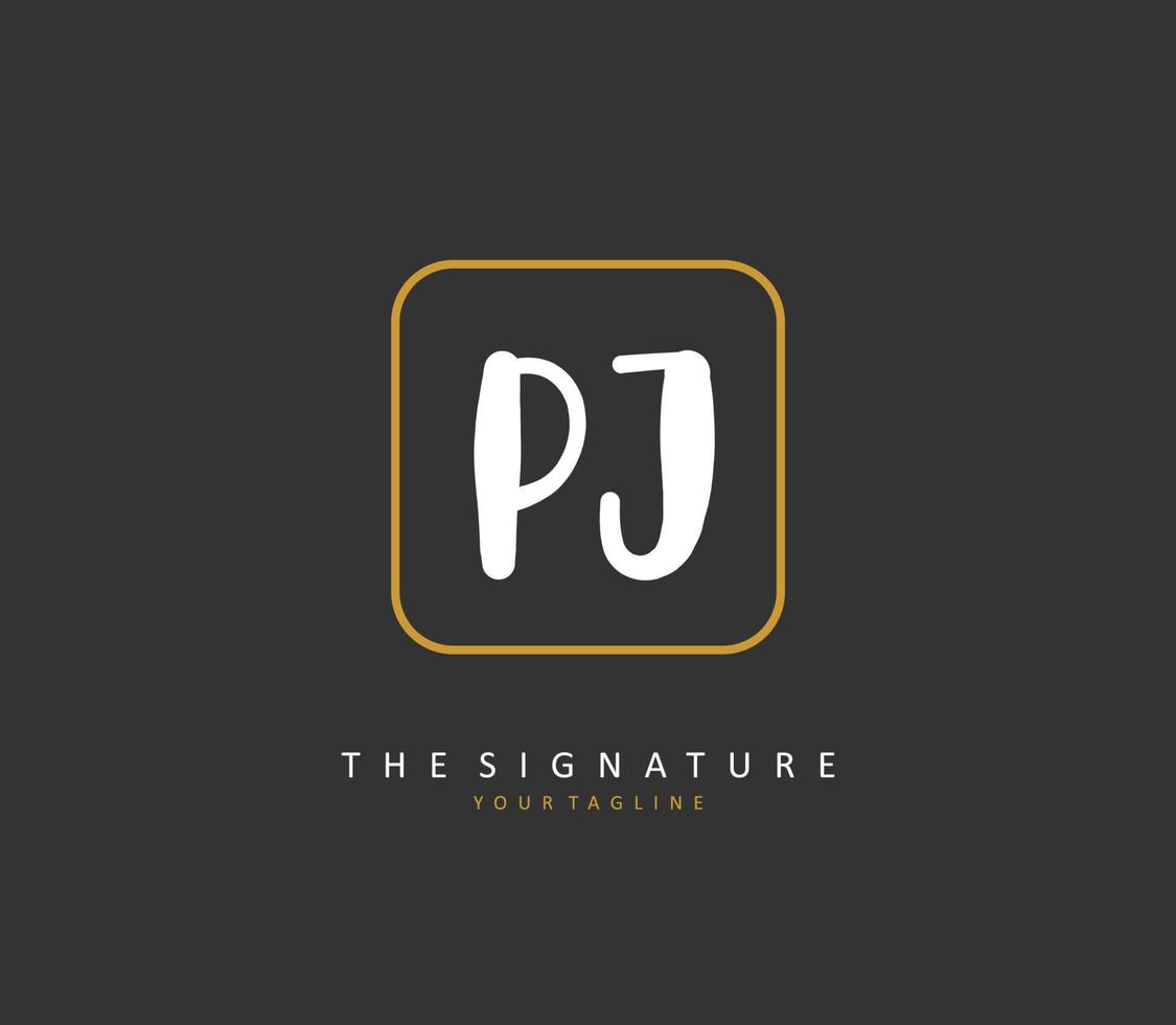 p j initiale lettre écriture et Signature logo. une concept écriture initiale logo avec modèle élément. vecteur