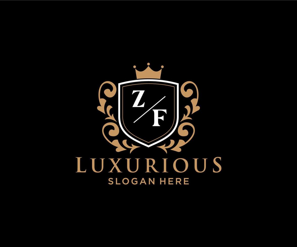 modèle initial de logo de luxe royal de lettre zf dans l'art vectoriel pour le restaurant, la royauté, la boutique, le café, l'hôtel, l'héraldique, les bijoux, la mode et d'autres illustrations vectorielles.