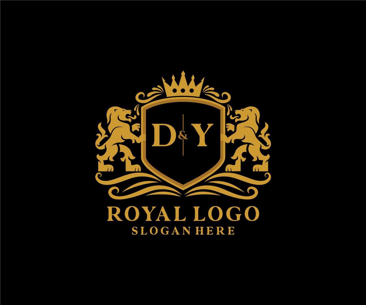 modèle de logo de luxe royal lion lettre initiale dy dans l'art vectoriel pour le restaurant, la royauté, la boutique, le café, l'hôtel, l'héraldique, les bijoux, la mode et d'autres illustrations vectorielles.