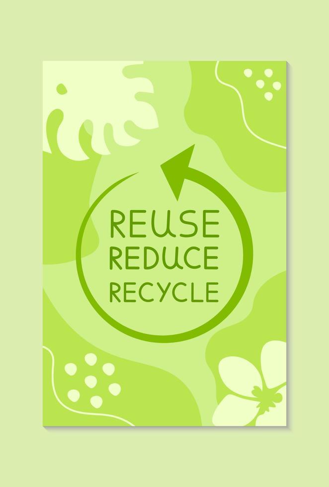 réutilisation réduire recycler signe sur branché Contexte. écologie affiche contemporain vecteur illustration