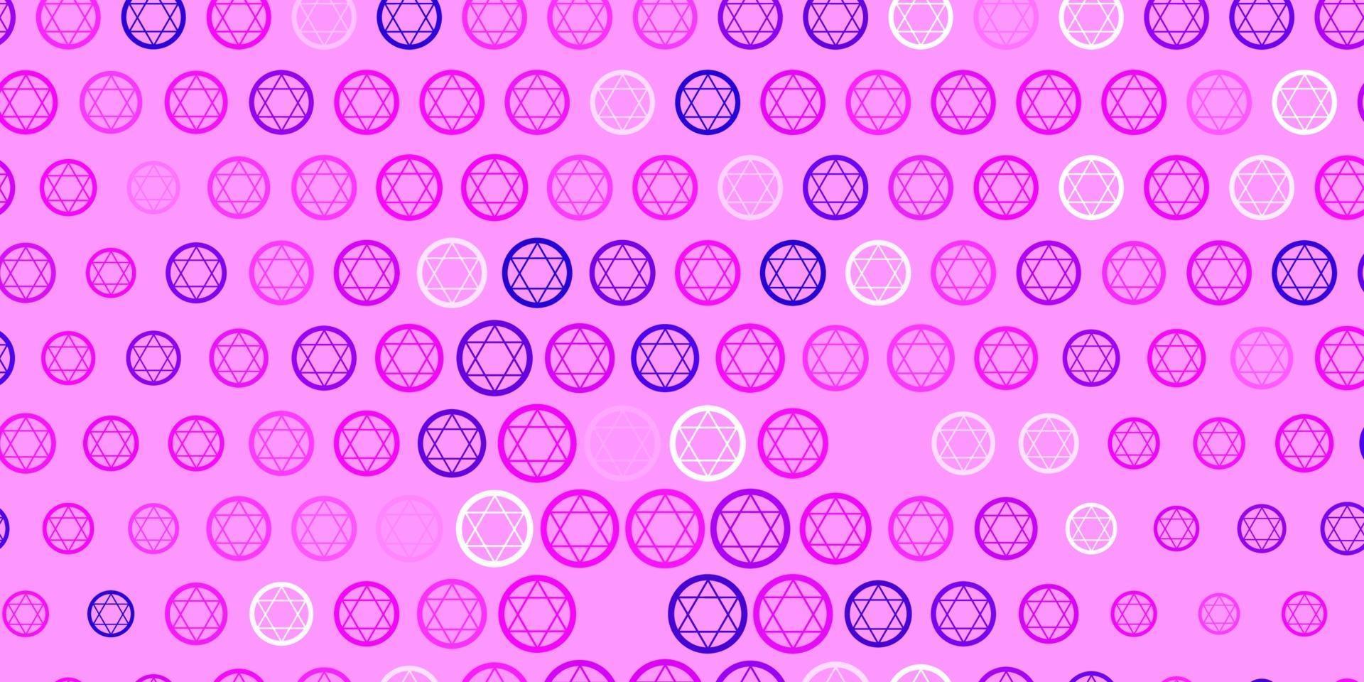 toile de fond de vecteur violet clair, rose avec symboles mystérieux