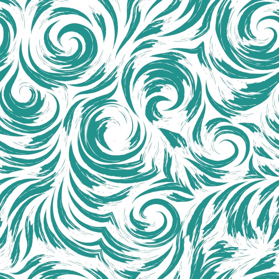 motif turquoise vectorielle continue de lignes douces sous la forme de cercles et de spirales. texture pour la finition des tissus ou du papier d'emballage aux couleurs pastel sur fond blanc. océan et vagues. vecteur