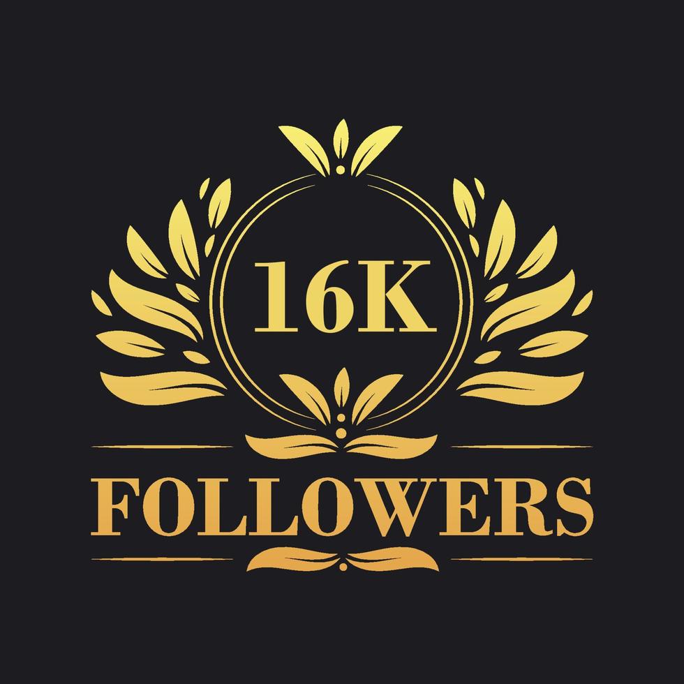 16k suiveurs fête conception. luxueux 16k suiveurs logo pour social médias suiveurs vecteur