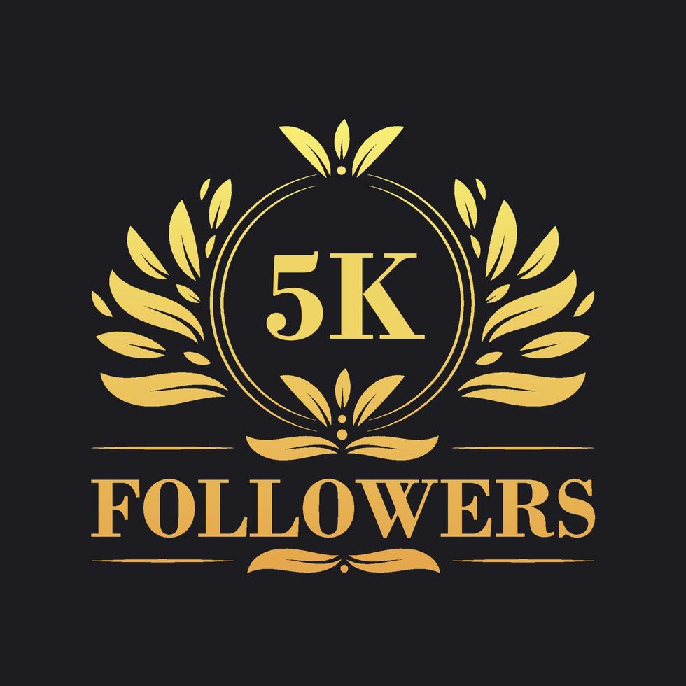 5k suiveurs fête conception. luxueux 5k suiveurs logo pour social médias suiveurs vecteur