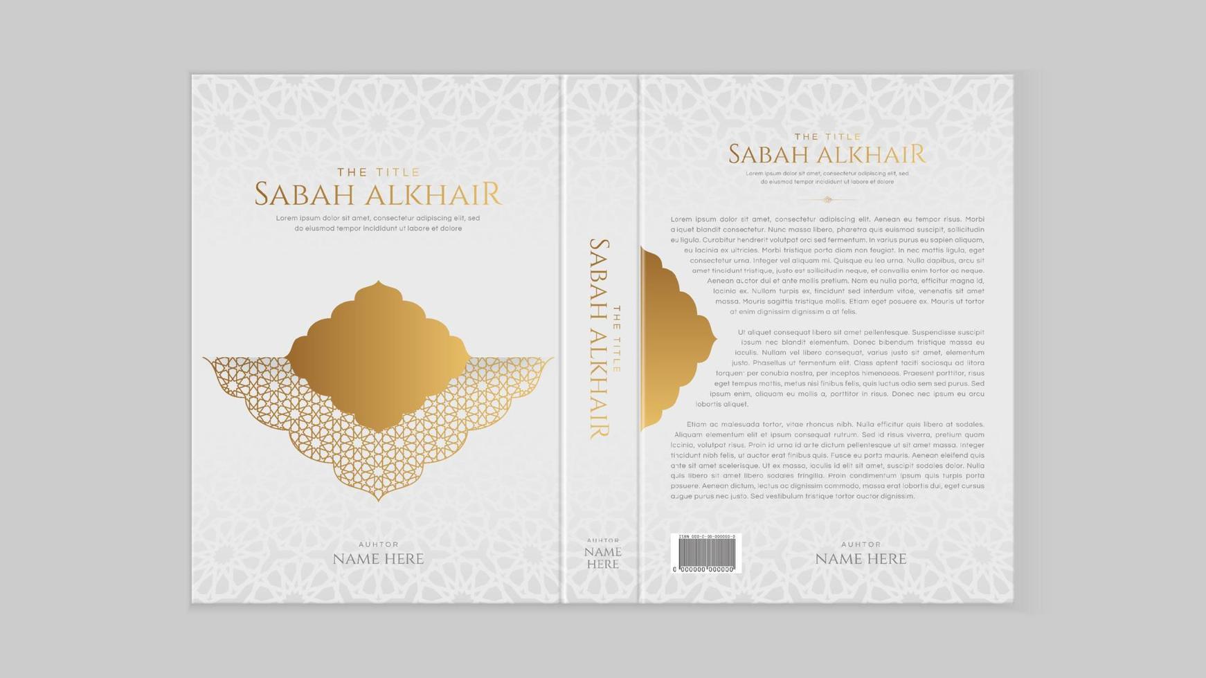 islamique arabe style blanc et d'or livre couverture modèle conception avec arabesque marocain modèle vecteur