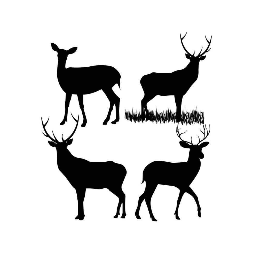 ensemble de silhouettes sauvage animal cerf illustration vecteur