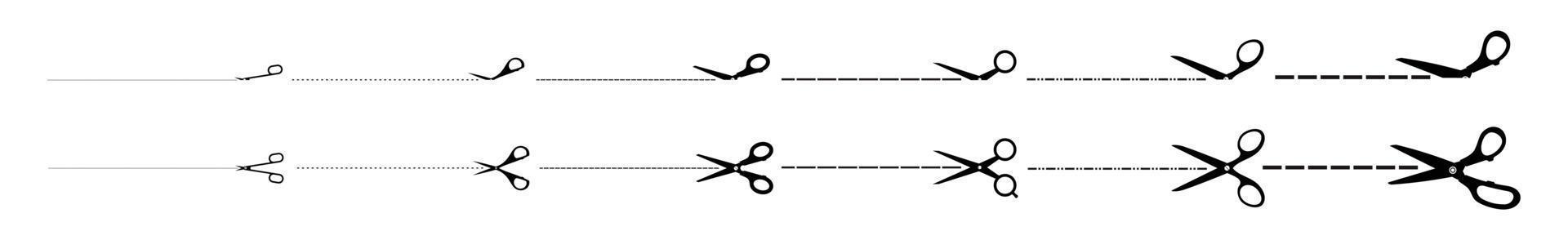 vecteur illustration de une les ciseaux ensemble collection avec coupé modèle isolé sur blanc Contexte.