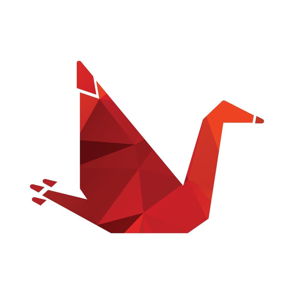 rouge oiseau origami polygonal logo et vecteur icône