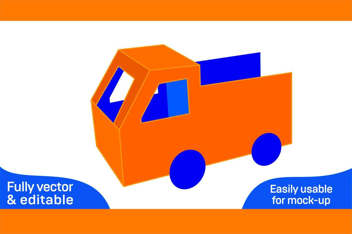 mini papier carton un camion boîte dieline modèle et 3d boîte conception 3d boîte vecteur