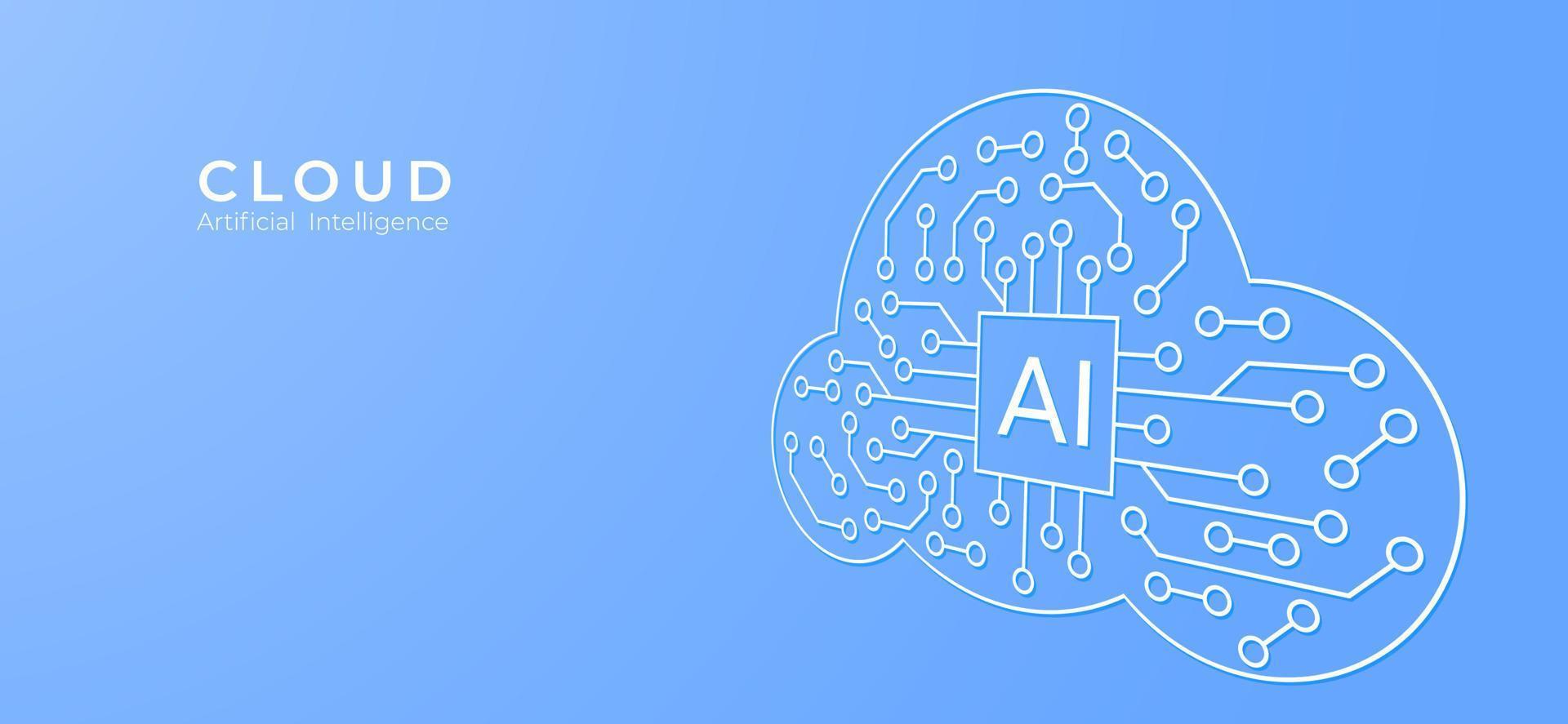 artificiel intelligence avec Humain cerveau circuit électrique Contexte. numérique futuriste gros Les données et machine apprentissage. vecteur bannière art illustration.