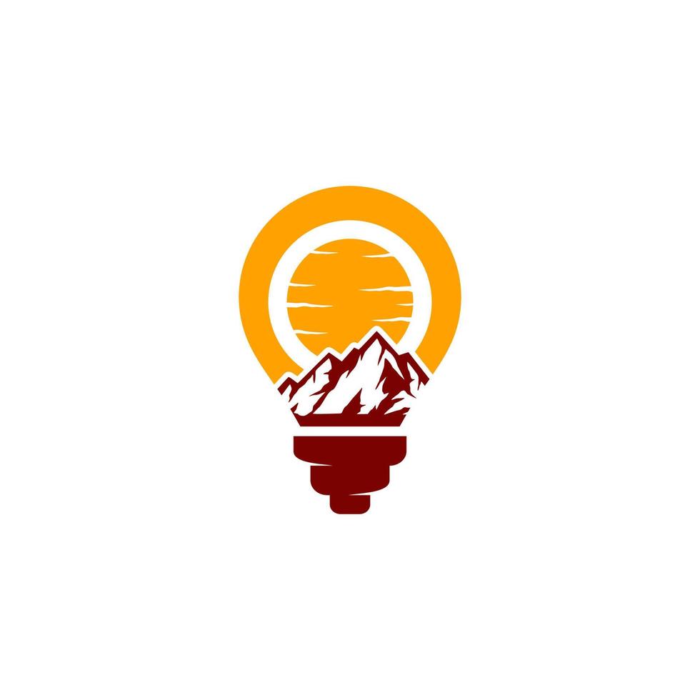 lumière ampoule logo avec une Montagne dans le centre vecteur