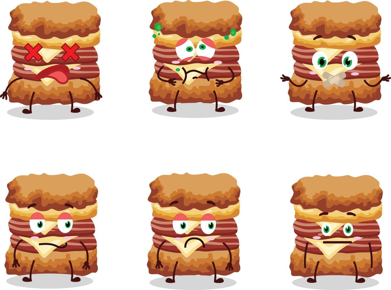 poulet sandwich dessin animé personnage avec Nan expression vecteur