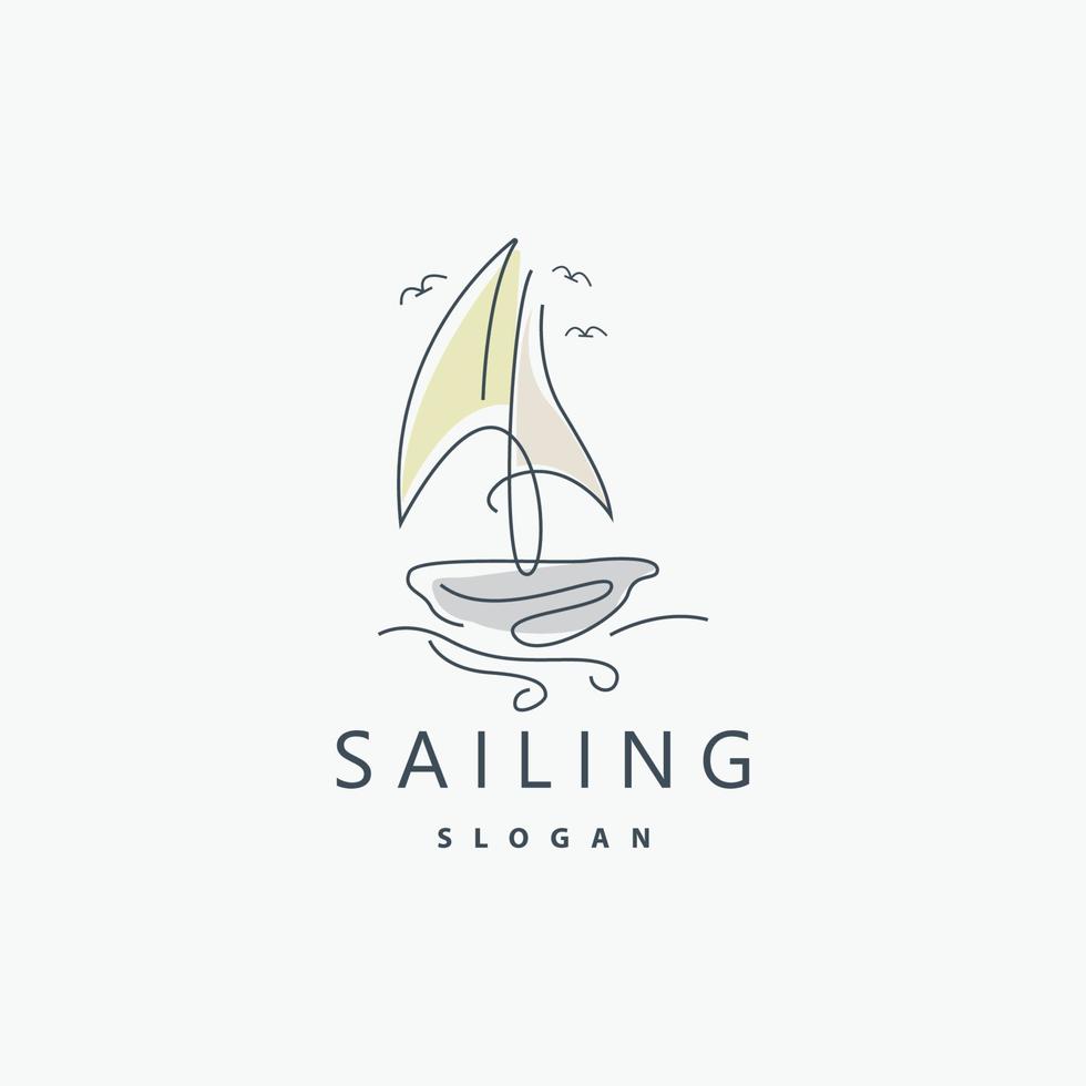 création de logo de voilier, illustration de bateau de pêche, icône vectorielle de marque de compagnie de bateau de pêche, conception de magasin de bateaux, poissonnerie, transport vecteur