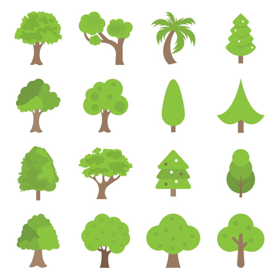 collection de plat des arbres icône, pouvez être utilisé à illustrer vecteur