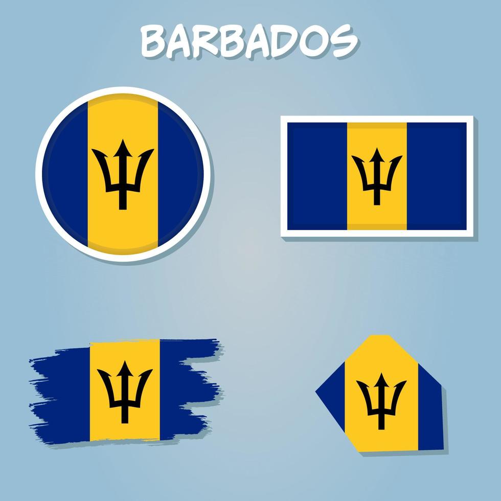 Barbade vecteur ensemble, détaillé pays forme avec Région les frontières, drapeaux et Icônes.