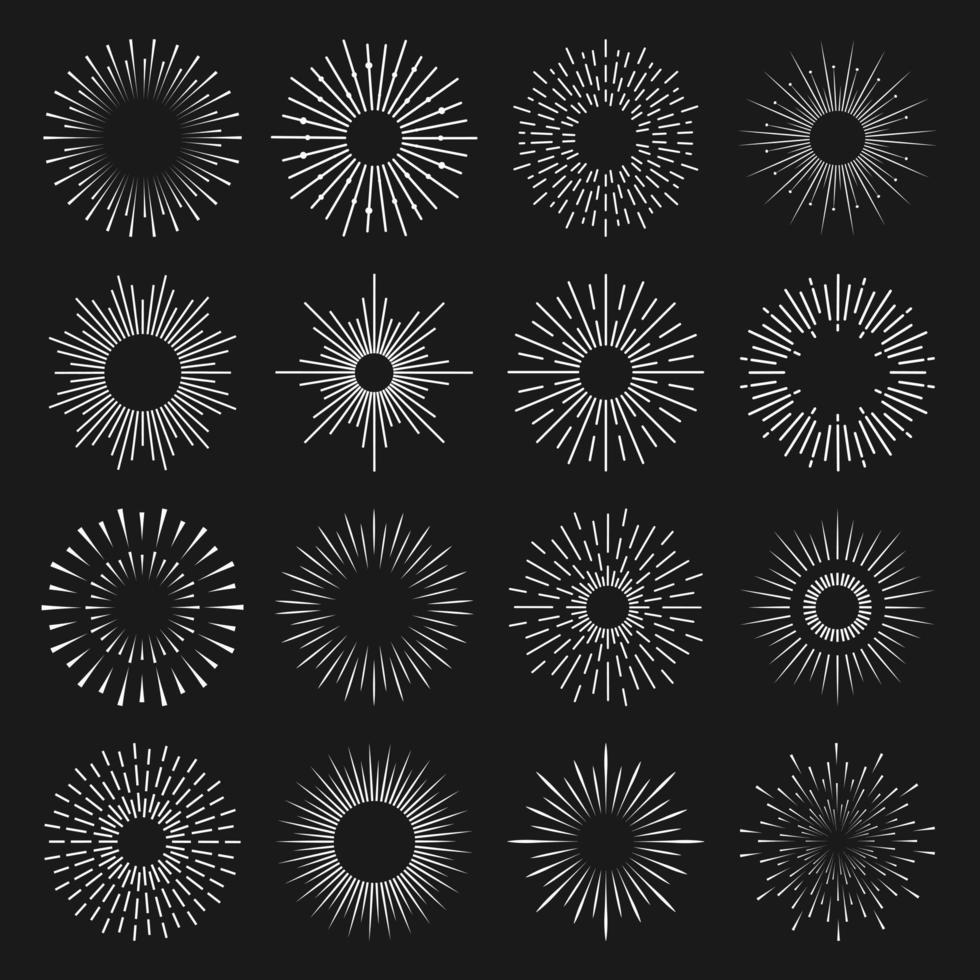 vecteur ensemble de rond blanc des rayons sur noir Contexte pour la toile conception et l'Internet.