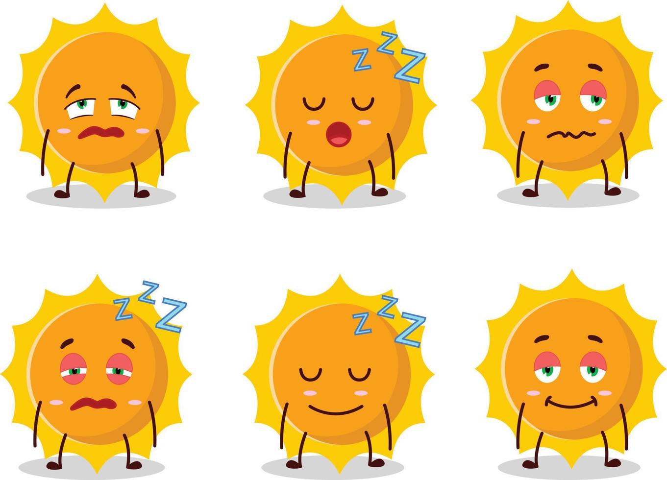 dessin animé personnage de Soleil avec somnolent expression vecteur