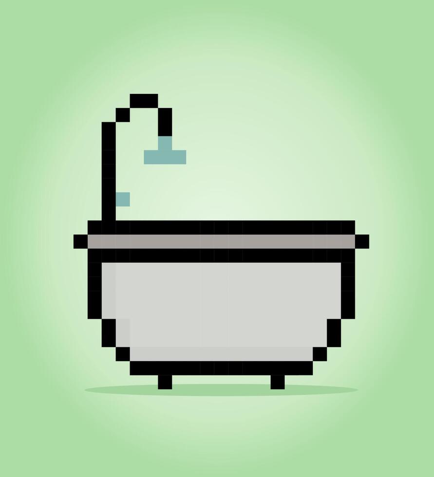 pixel baignoire 8 bits. intérieur Jeu les atouts dans vecteur illustrations.