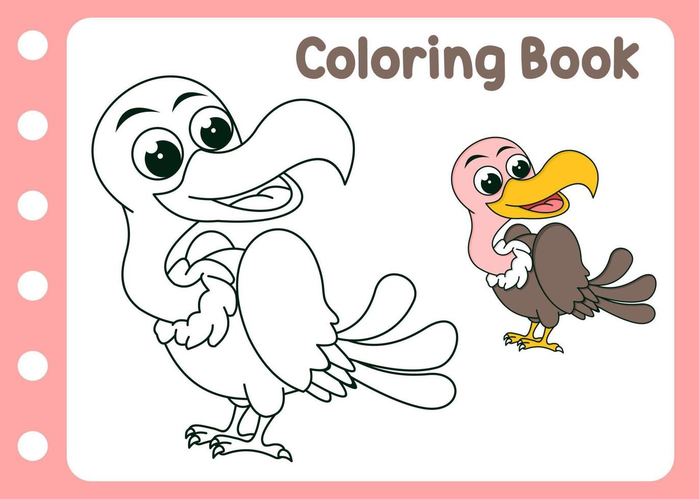 coloration livre vautour dessin animé des gamins feuille de travail vecteur