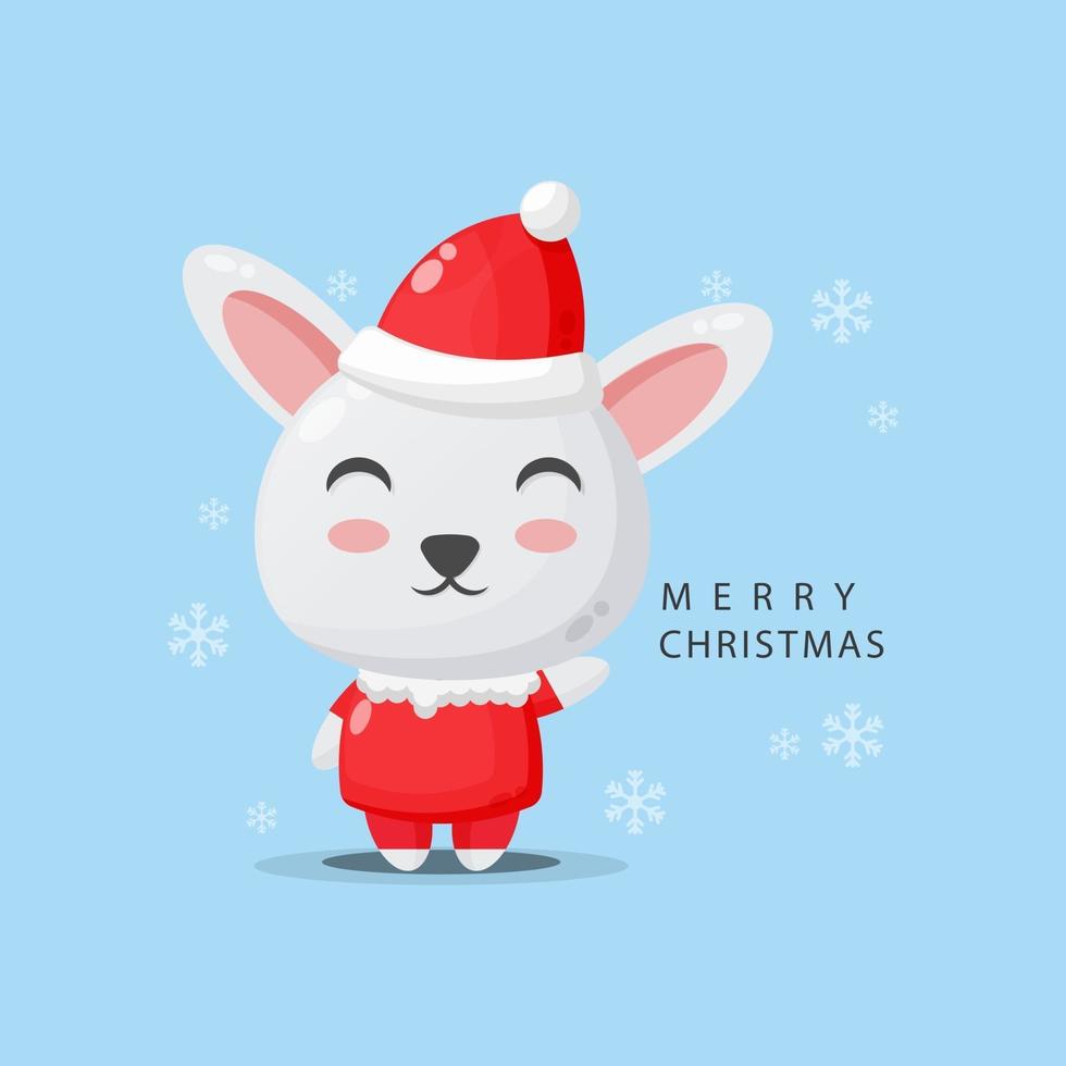 La mascotte mignonne de lapin vous souhaite un joyeux Noël vecteur