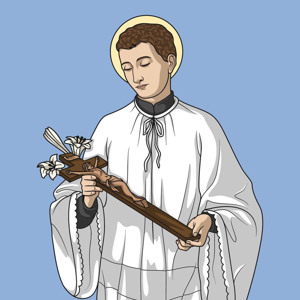 Saint aloysius gonzaga coloré vecteur illustration