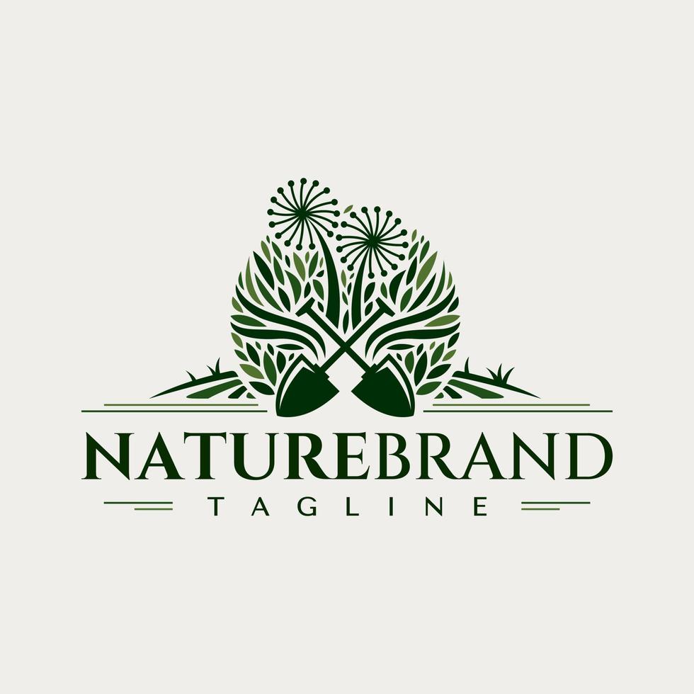 luxe la nature jardin logo illustratif. élégance décoratif floral jardin logo. vecteur