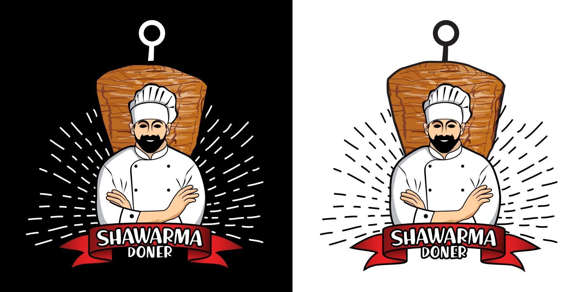 logo shawarma pour les restaurants et les marchés. modèle de logo doner kebab. illustration vectorielle EPS10. vecteur