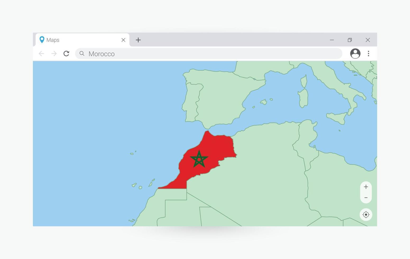 navigateur fenêtre avec carte de Maroc, recherche Maroc dans l'Internet. vecteur