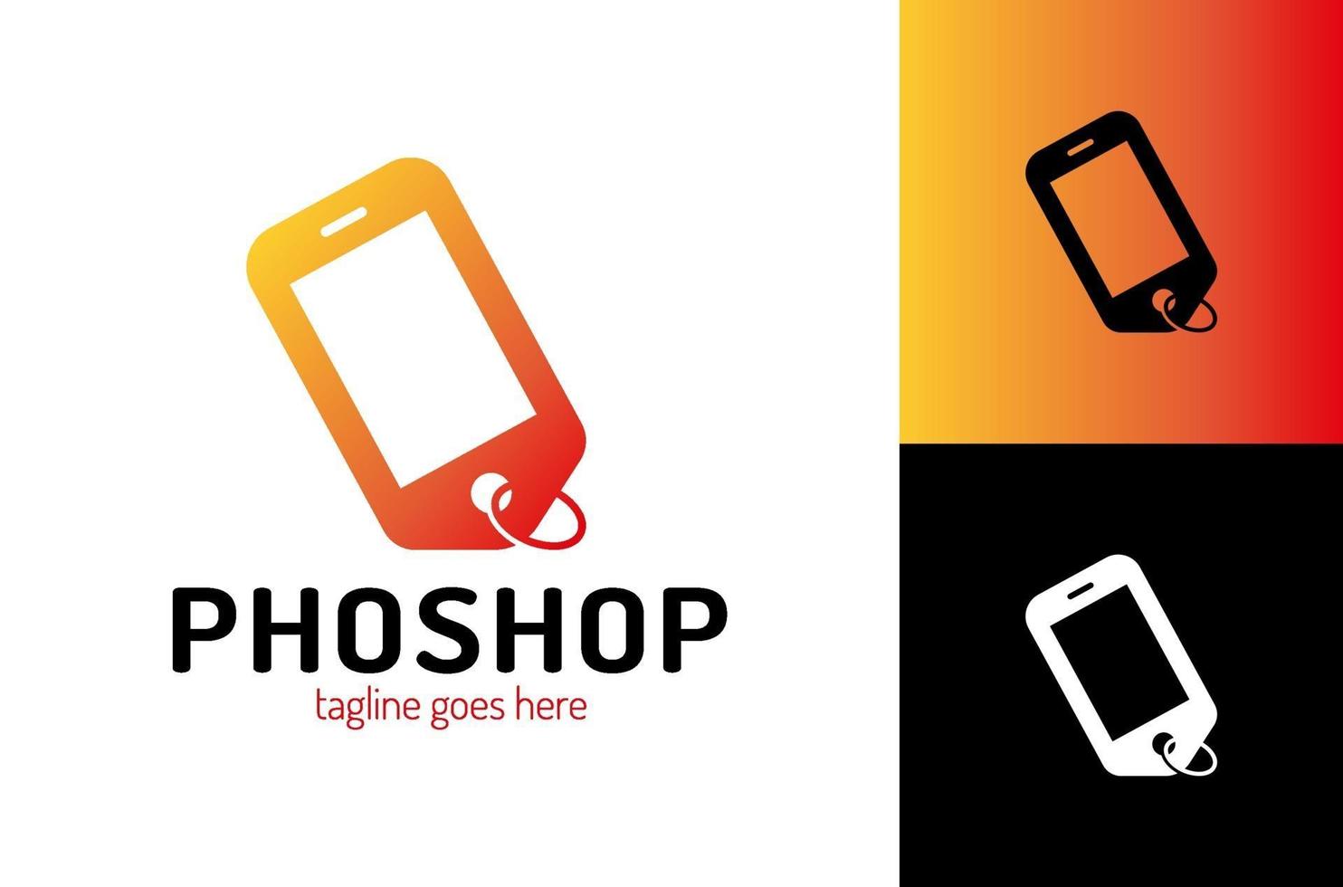 modèle de logo d'étiquette de prix de smartphone. modèle de conceptions de logo de boutique en ligne, icône de symbole de logo de magasin de téléphone combiné avec étiquette de prix. vecteur