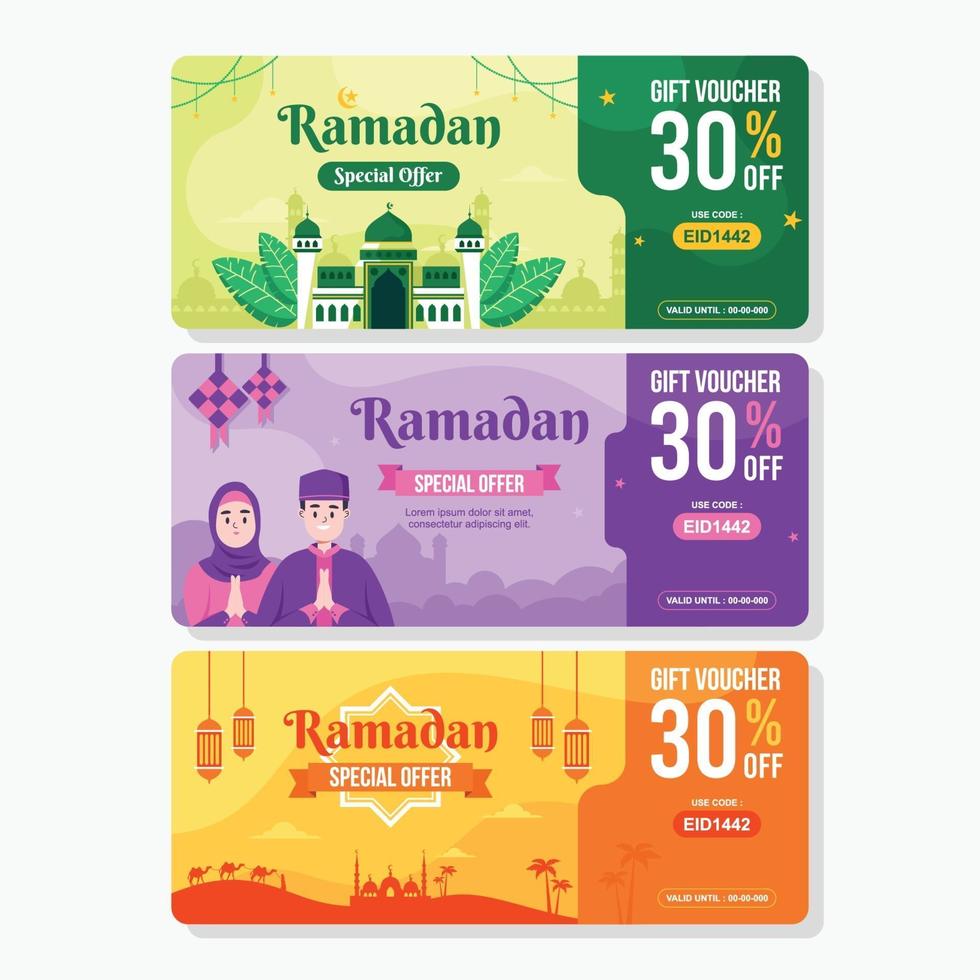 conception de bon coloré pour la vente du ramadan vecteur