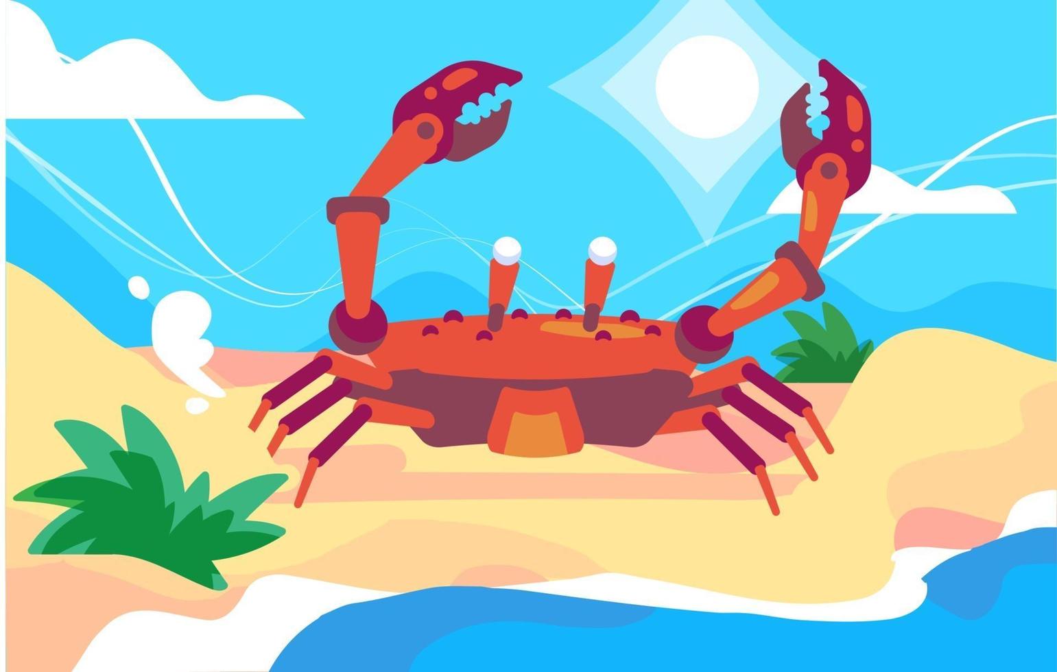 plage de crabe d'été vecteur