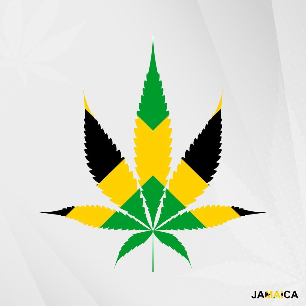 drapeau de Jamaïque dans marijuana feuille forme. le concept de légalisation cannabis dans Jamaïque. vecteur