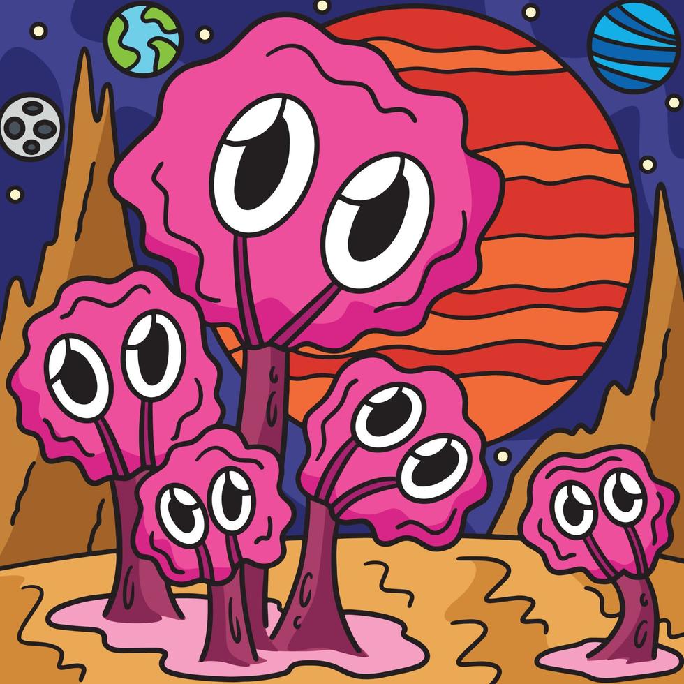 extraterrestre dans espace coloré dessin animé illustration vecteur