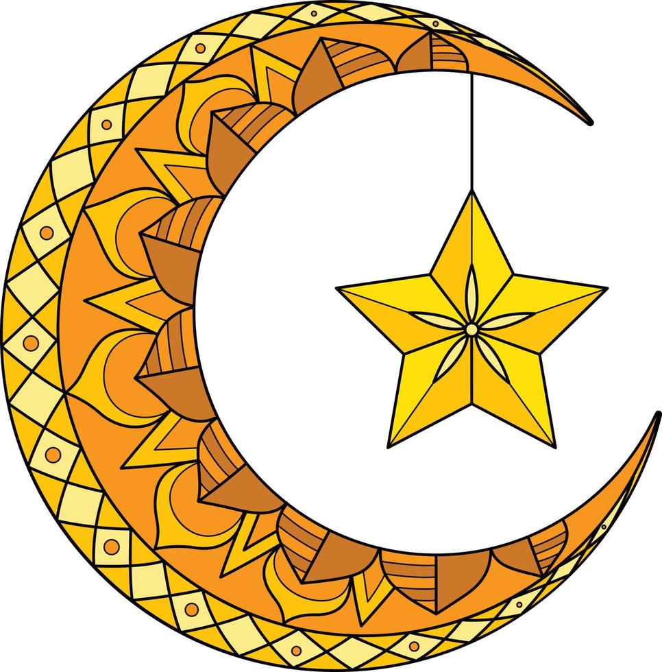 Ramadan croissant lune lanterne dessin animé clipart vecteur