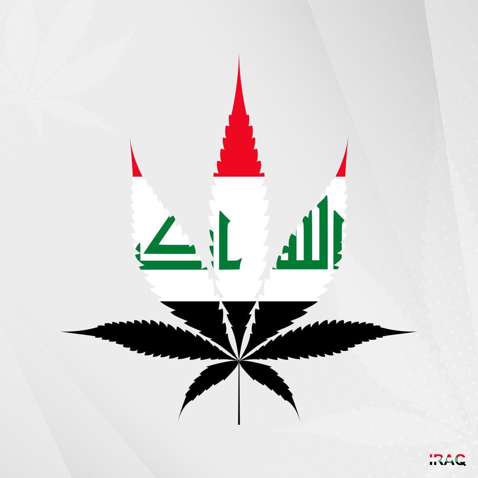 drapeau de Irak dans marijuana feuille forme. le concept de légalisation cannabis dans Irak. vecteur