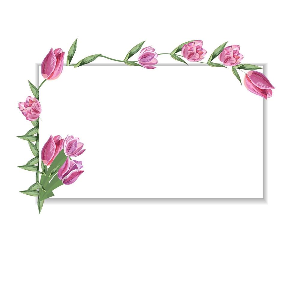 illustration vectorielle fleurs de tulipes rectangle vecteur