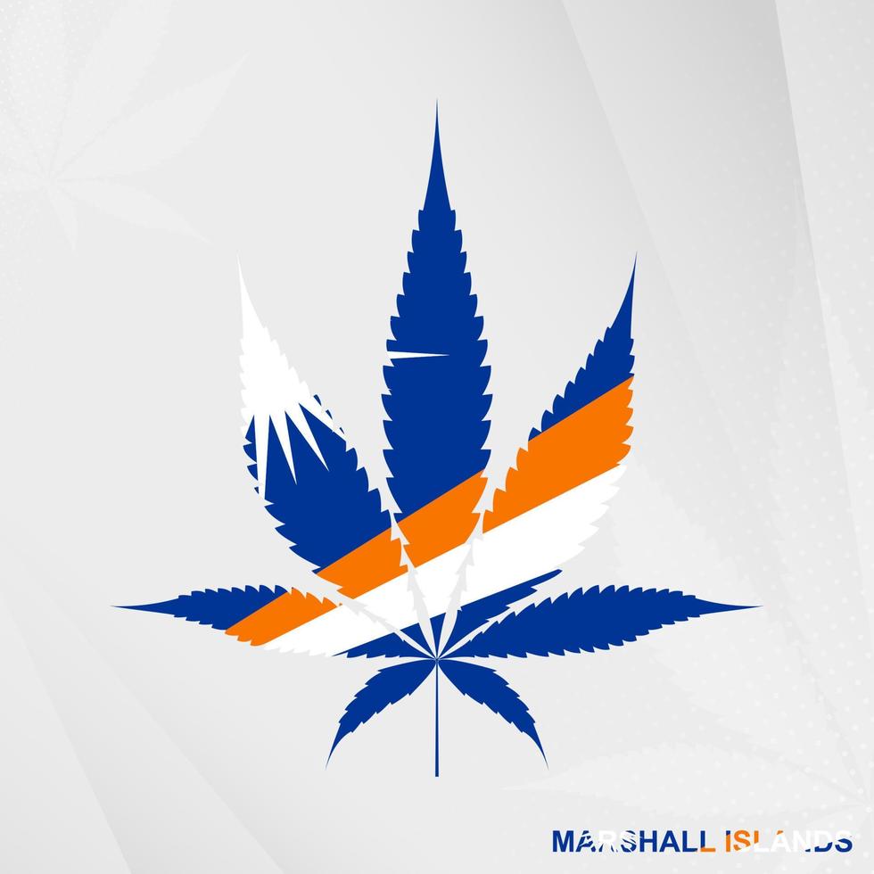 drapeau de Marshall îles dans marijuana feuille forme. le concept de légalisation cannabis dans Marshall îles. vecteur