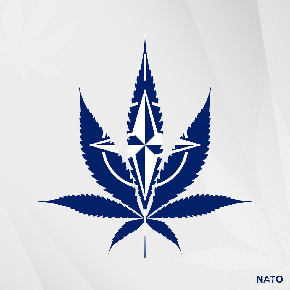 drapeau de nato dans marijuana feuille forme. le concept de légalisation cannabis dans otan. vecteur