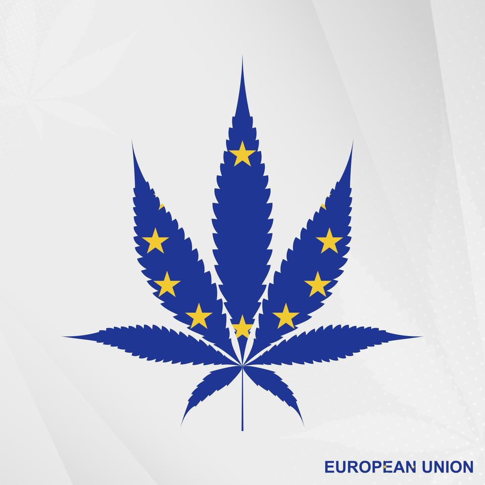 drapeau de européen syndicat dans marijuana feuille forme. le concept de légalisation cannabis dans européen syndicat. vecteur