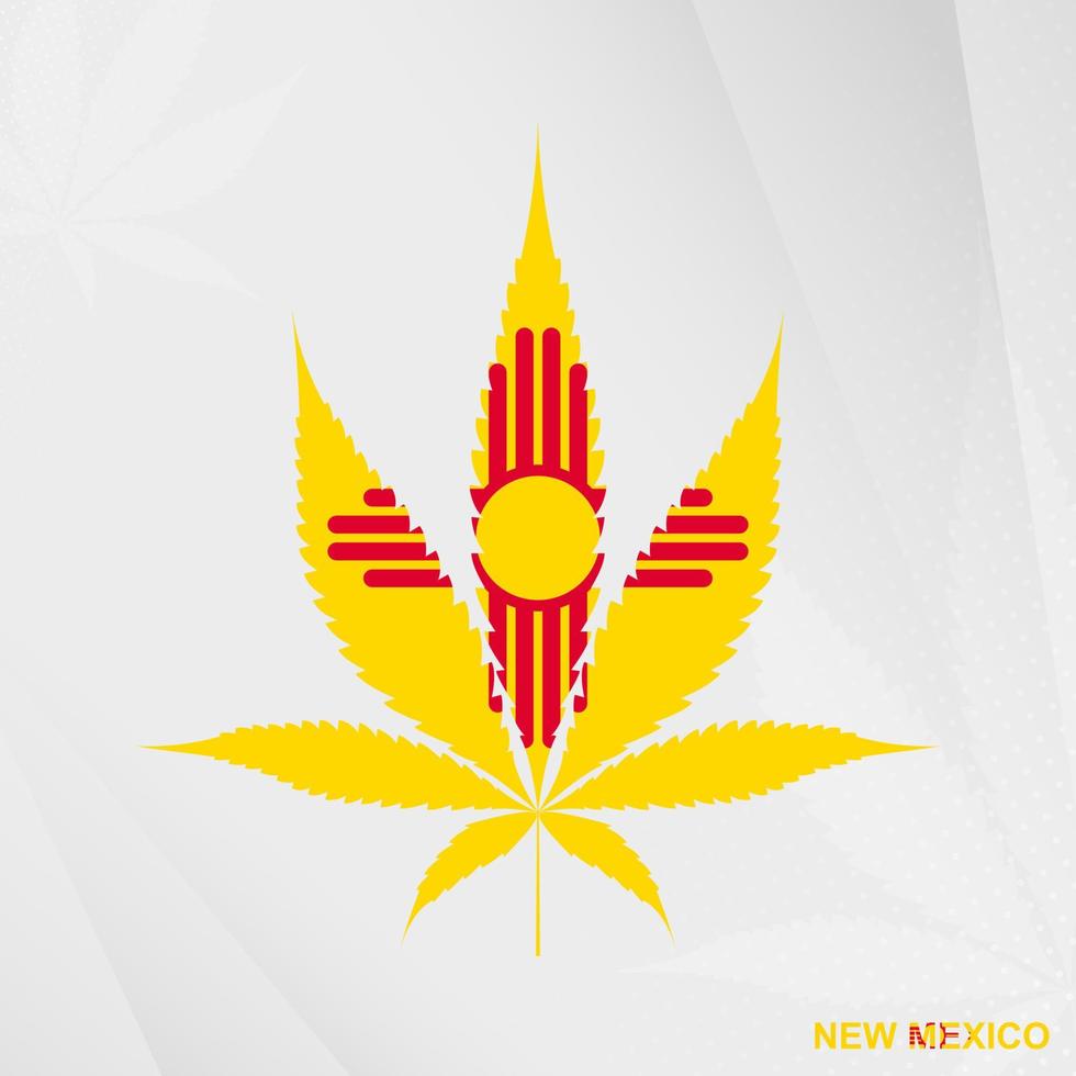 drapeau de Nouveau Mexique dans marijuana feuille forme. le concept de légalisation cannabis dans Nouveau Mexique. vecteur