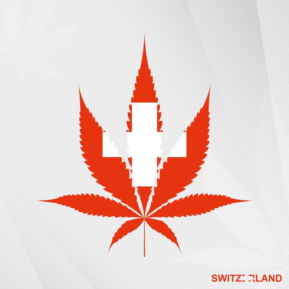 drapeau de Suisse dans marijuana feuille forme. le concept de légalisation cannabis dans Suisse. vecteur