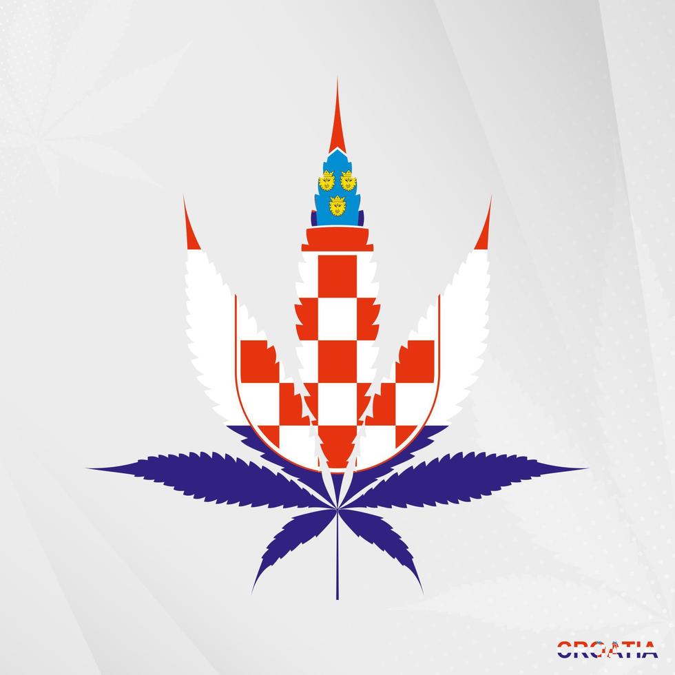 drapeau de Croatie dans marijuana feuille forme. le concept de légalisation cannabis dans Croatie. vecteur