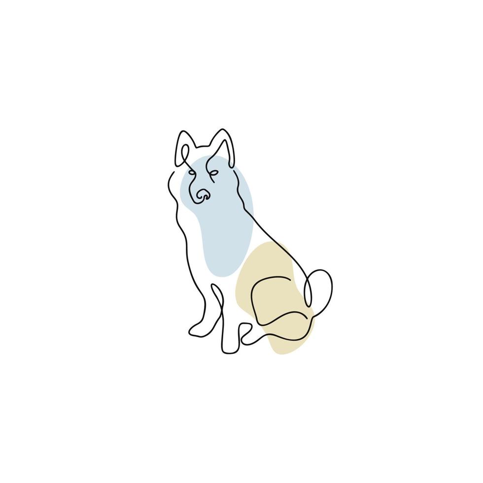 chinois zodiaque symbole chien illustration dans ligne art style avec boho Couleur isolé sur blanc vecteur
