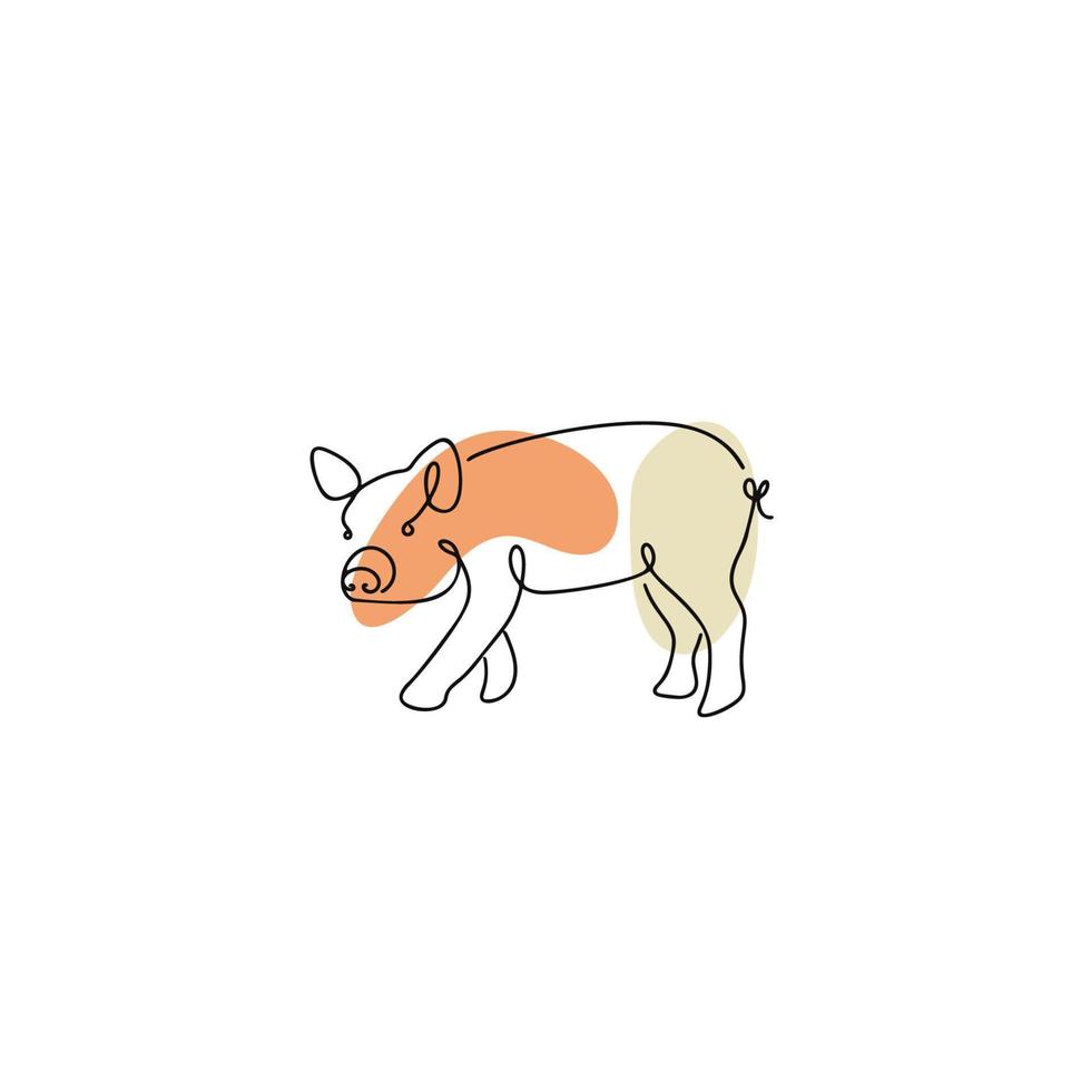 chinois zodiaque symbole porc illustration dans ligne art style avec boho Couleur isolé sur blanc vecteur
