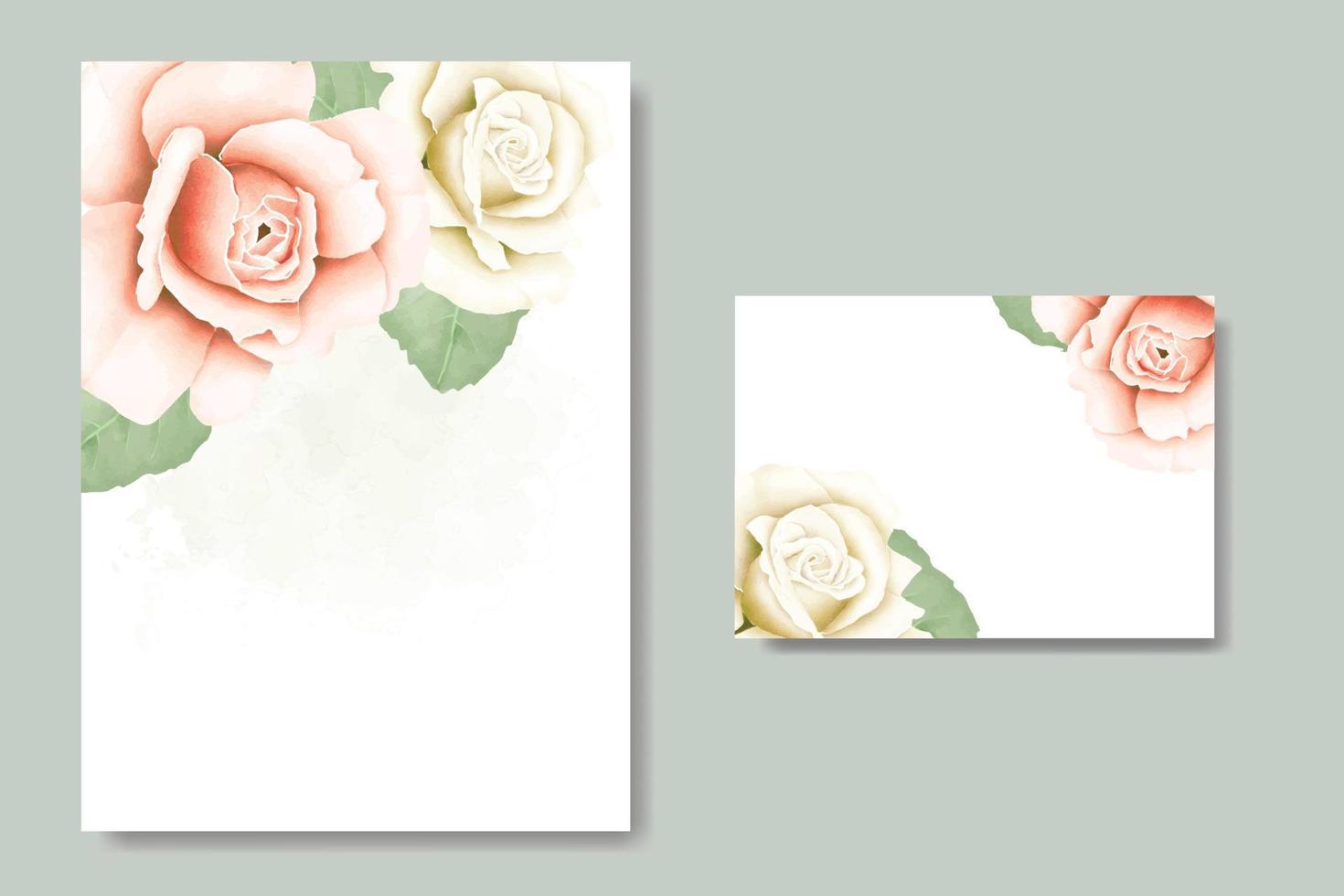 carte d'invitation de mariage avec aquarelle rose florale vecteur